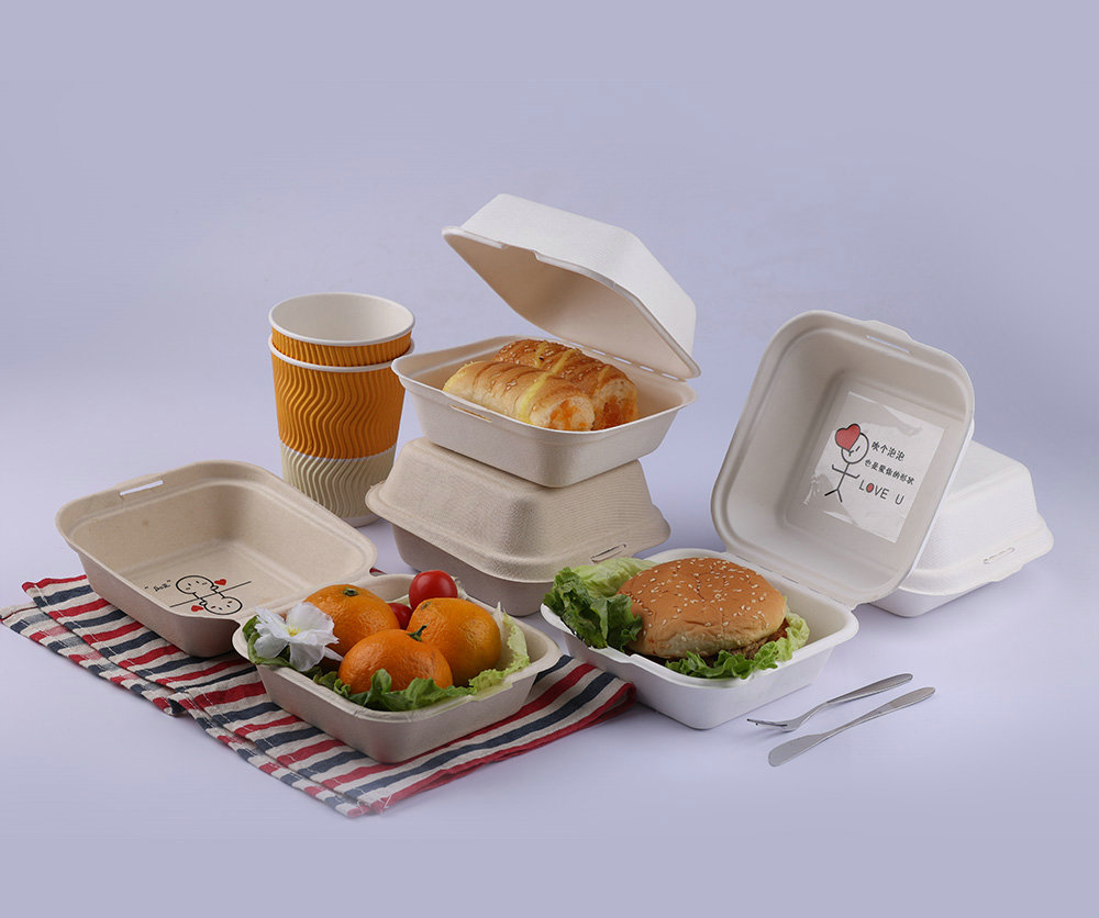 Degradable Pulp tableware（Pulp round box, rectangle box, Burger Box dinner plate)